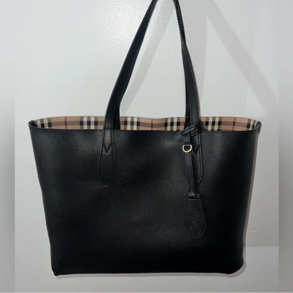 Burberry reversible leather medium Haymarket Chec… - image 5